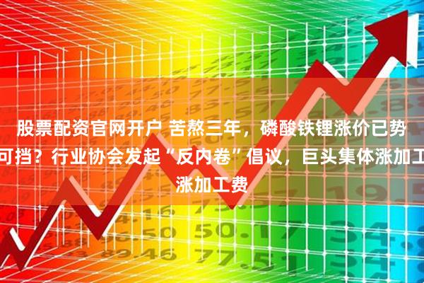 股票配资官网开户 苦熬三年，磷酸铁锂涨价已势不可挡？行业协会发起“反内卷”倡议，巨头集体涨加工费